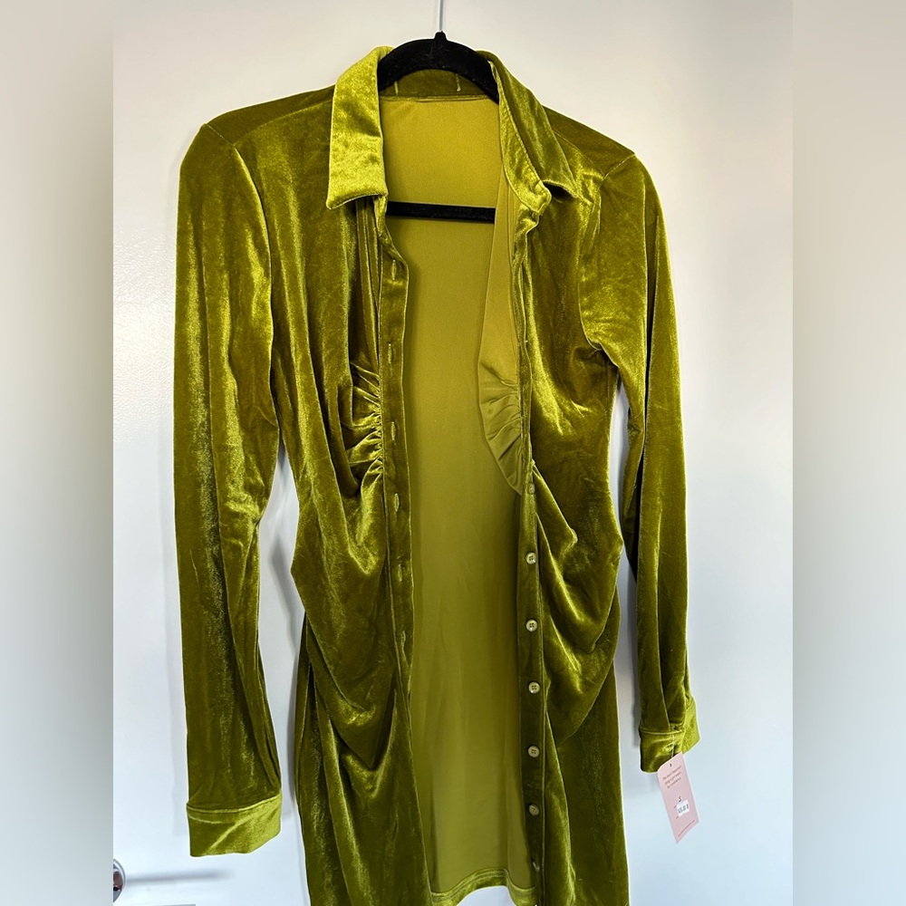 Green velvet dress